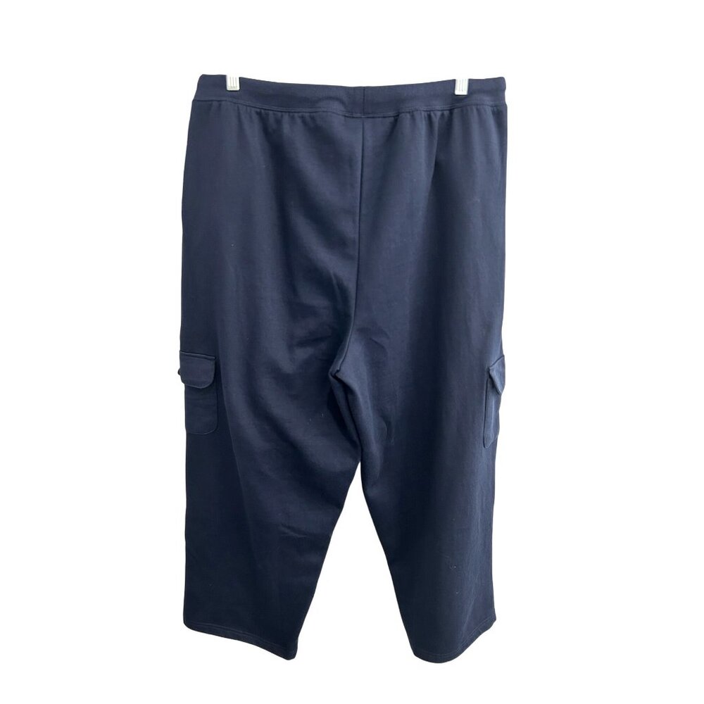 Woman Within Navy Blue Cargo Capri Stretch Fit Pants SZ 1X - Picture 2 of 9